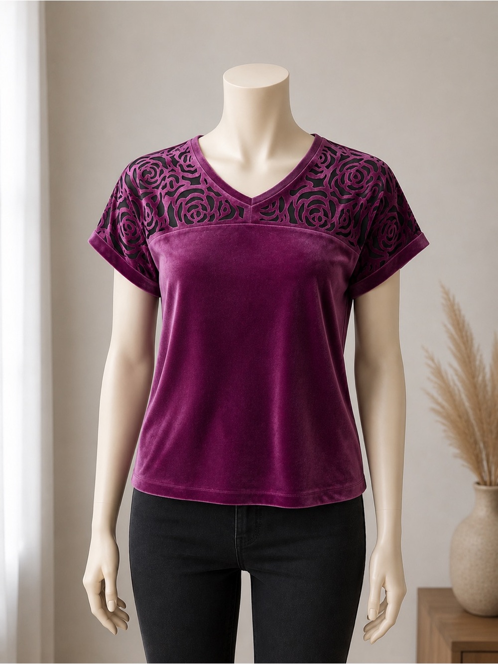 Women’s Purple Velour Top – Size L – Brand New with Tags